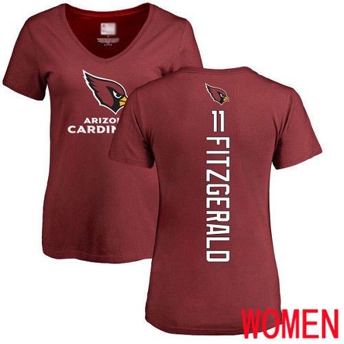 Arizona Cardinals Maroon Women Larry Fitzgerald Backer NFL Football #11 T Shirt